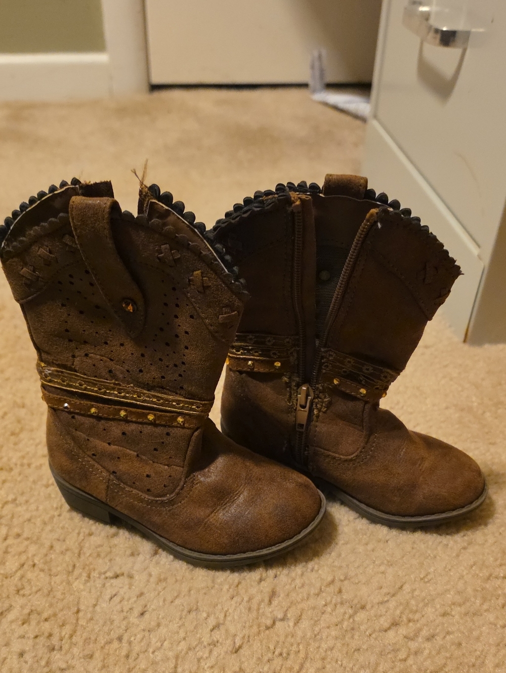 Paris Blues Brown Girls' Western Boot with Studded Strap
